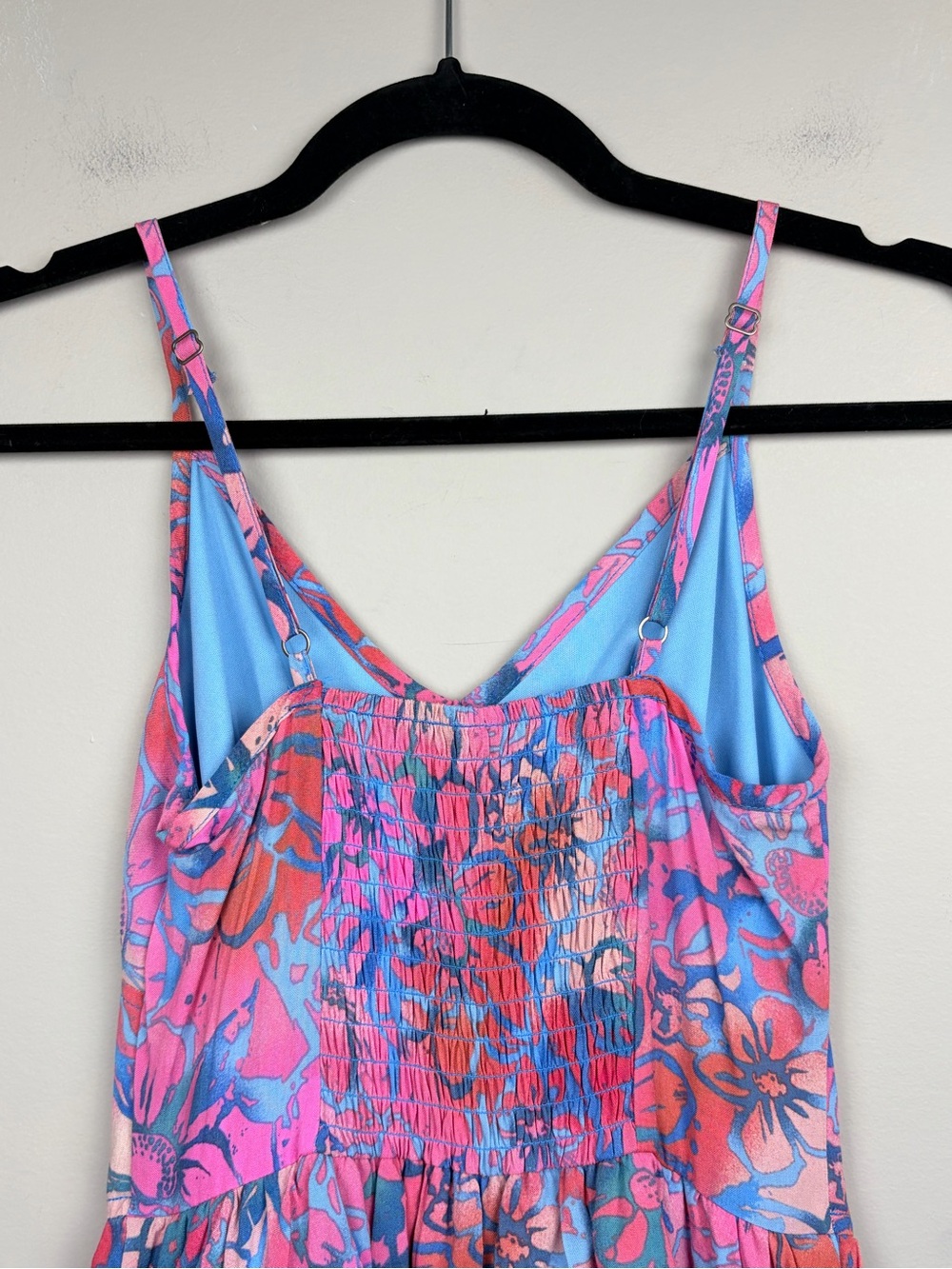 NWT Wild Fable Floral Tiered Mini Dress XXS Pink Blue Button Front Boho - Picture 5 of 9